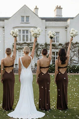 Christy Satin Maxi Dress in Chocolate Brown Bridesmaid Dress