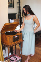 Sage Green Lady Dress with Detachable Bow