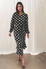 Black Polka Dot Tiered Dress