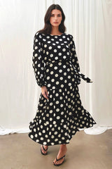 Black Polka Dot Tiered Dress