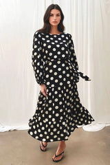 Black Polka Dot Tiered Dress