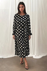 Black Polka Dot Tiered Dress