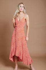 Red Leopard Print High Low Dress - HAUS OF DECK