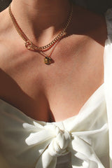 18k Gold T-Bar Chain and Circle Pendant Layering Set HAUS OF DECK