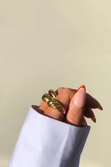 18k Gold Plated Dome Ring Set x3