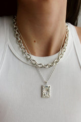 Sterling Silver Plated Chunky Chain Star Layering Set