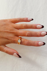 18k Gold Plated Small Mother of Pearl Signet Ring