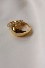 18k Gold Plated Cubic Zirconia & Dome Stacking Set