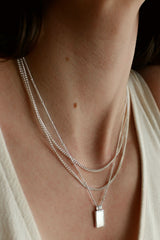 Sterling Silver Plated Barely There White Pendant Layering Set