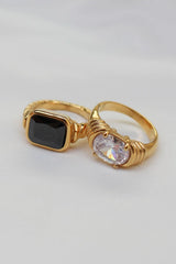 18k Gold Plated Gemstone Ring Set