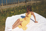 Yellow Leopard Print High Low Dress