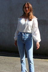 White Broderie Bardot Top