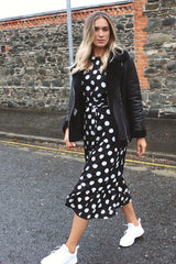 Black Polka Dot Tiered Dress HAUS OF DECK
