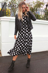 Black Polka Dot Tiered Dress HAUS OF DECK