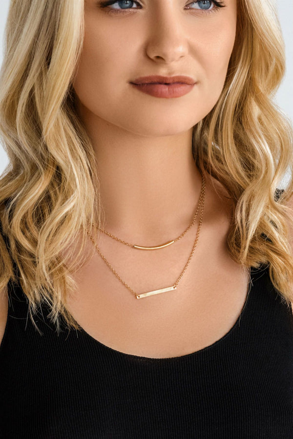 Gold Layered Double Bar Necklace HAUS OF DECK 