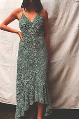 Green Leopard Print High Low Dress HAUS OF DECK