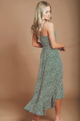 Green Leopard Print High Low Dress HAUS OF DECK