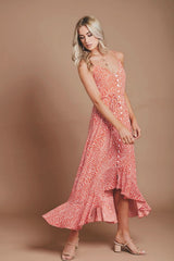 Red Leopard Print High Low Dress HAUS OF DECK