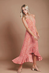 Red Leopard Print High Low Dress HAUS OF DECK