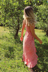 Red Leopard Print High Low Dress HAUS OF DECK