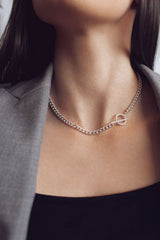 Sterling Silver T-Bar and Circle Chain Necklace HAUS OF DECK