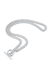 Sterling Silver T-Bar Chain and Circle Pendant Layering Set HAUS OF DECK
