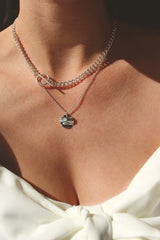 Sterling Silver T-Bar Chain and Circle Pendant Layering Set HAUS OF DECK