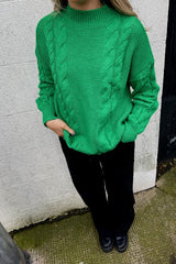 Green Chunky Cable Knit Jumper
