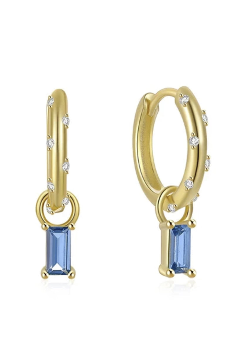 18k Gold Plated Blue Drop Huggie Hoops