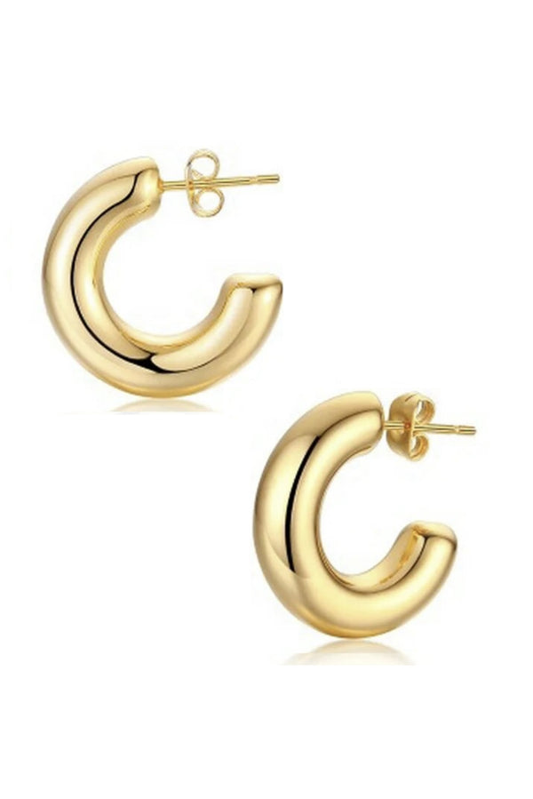 18k Gold Plated Chubby Hoop Earrings