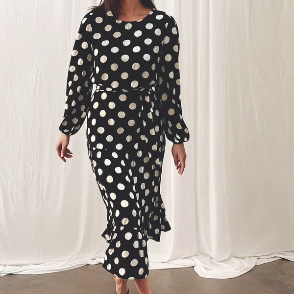 Black Polka Dot Tiered Dress