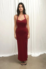 Cindy Halterneck Dress in Ruby