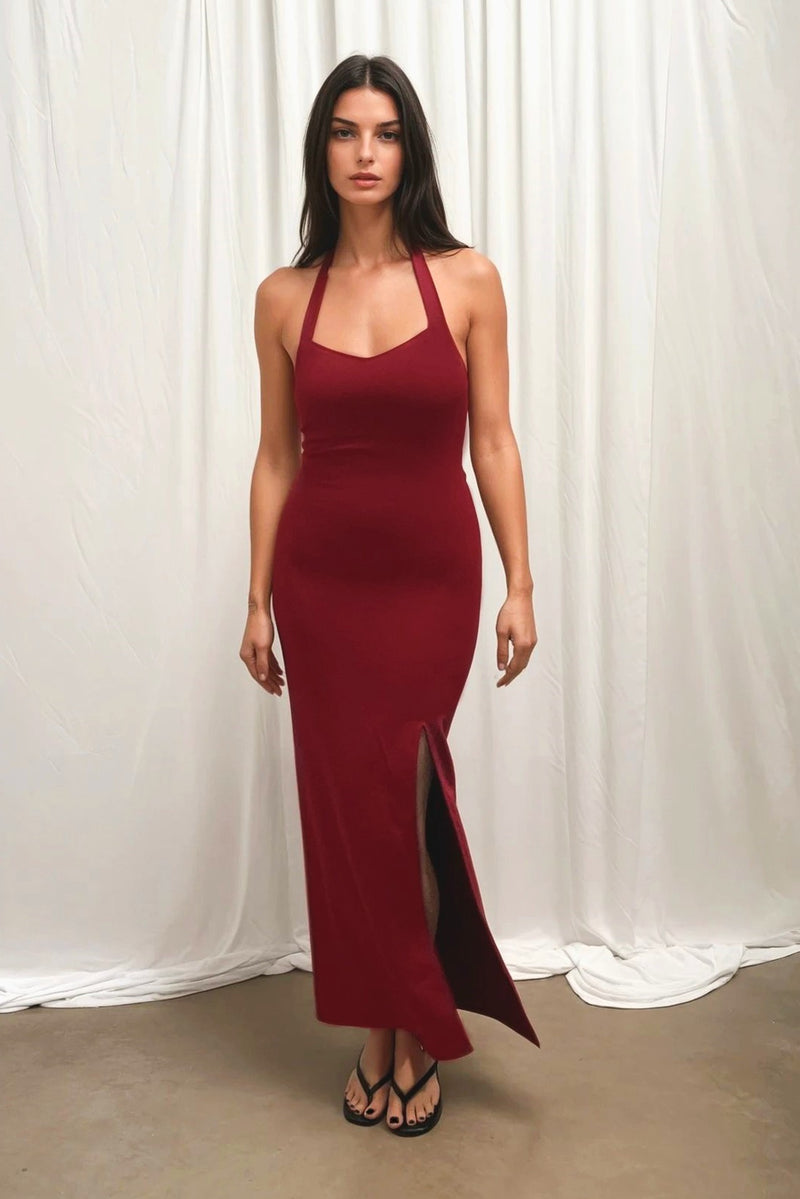 Cindy Halterneck Dress in Ruby