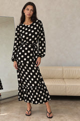 Black Polka Dot Tiered Dress