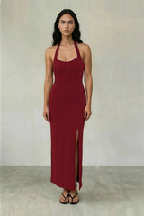 Cindy Halterneck Dress in Ruby