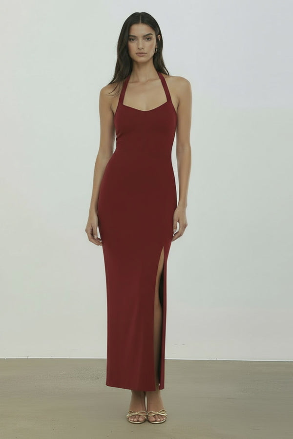 Cindy Halterneck Dress in Ruby