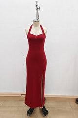 Cindy Halterneck Dress in Ruby