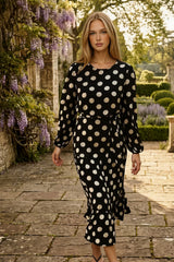 Black Polka Dot Tiered Dress