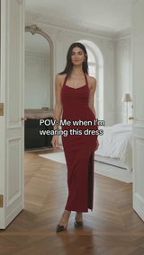 Cindy Halterneck Dress in Ruby