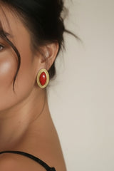 18k Gold Plated Brooke Earrings - Red