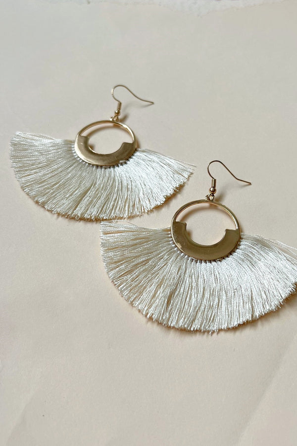 Cream Fan Earrings