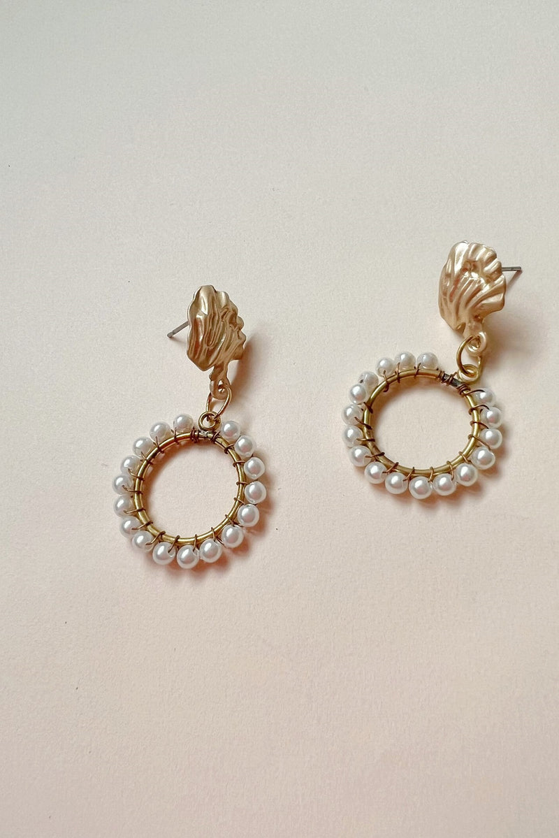 Mini Pearl Round Circle Earrings