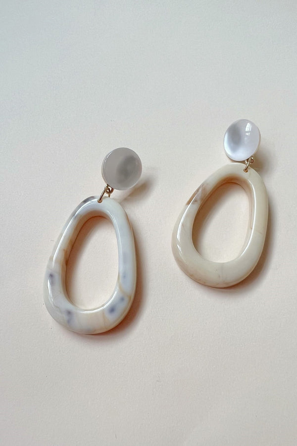 Cream Marble Acrylic Drop Earrings