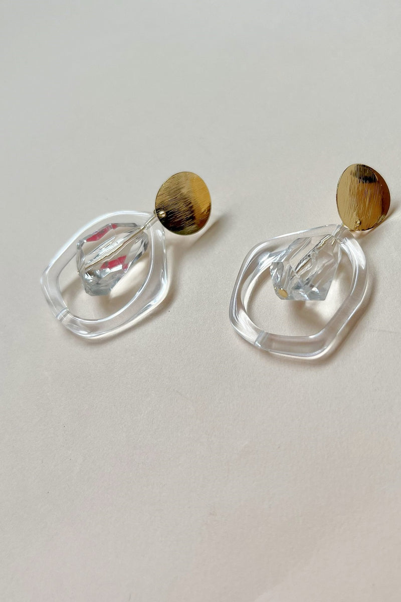 Clear Acrylic Round Drop Earrings