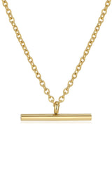 18k Gold Fine T-Bar Pendant Chain Necklace HAUS OF DECK 