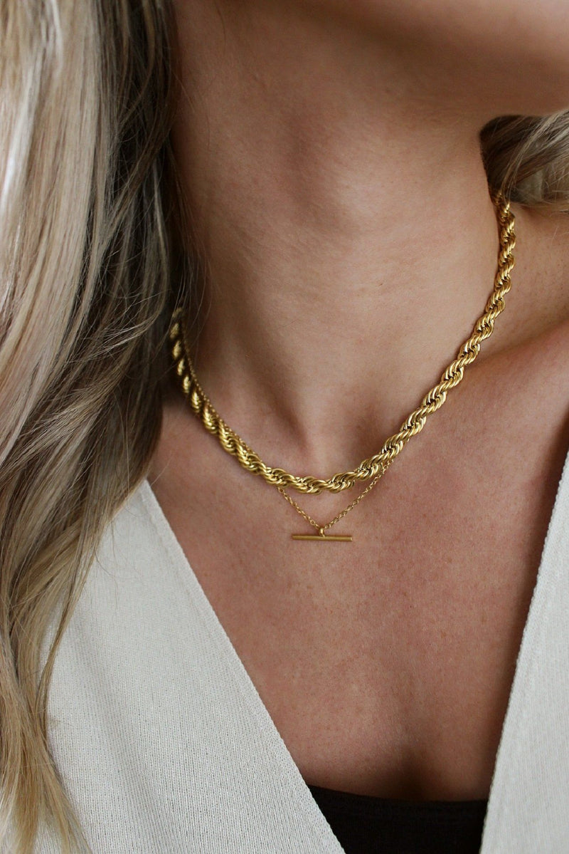 18k Gold Plated Rope Chain Layering Set HAUS OF DECK 