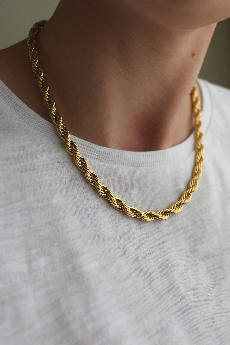 18k Gold Plated Rope Chain Necklace HAUS OF DECK 