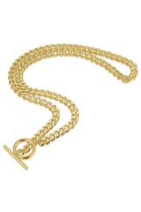 18k Gold T Bar and Circle Chain Necklace HAUS OF DECK 