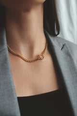 18k Gold T Bar and Circle Chain Necklace HAUS OF DECK 