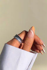 Sterling Silver Plated Chunky Ribbed Ring